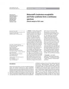 Bickerstaff's brainstem encephalitis and Fisher ... - Springer Link