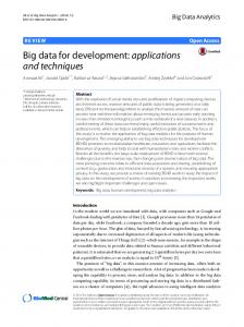 Big Data For Development: Applications and ... - Big Data Analytics