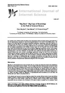 Big Data - International Journal of Internet Science