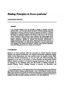 Binding Principles in Down syndrome - CiteSeerX