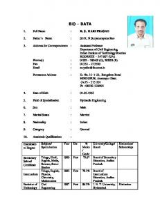 BIO - DATA - IIT Roorkee