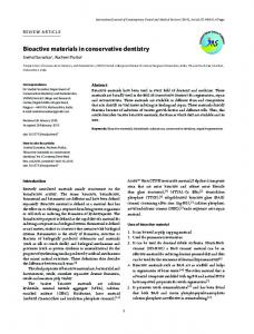 Bioactive materials in conservative dentistry - International Journal of ...