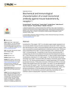 Biochemical and immunological characterization of a novel ... - PLOS