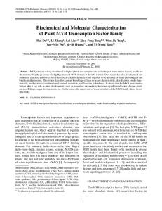 Biochemical and Molecular Characterization of Plant MYB ...