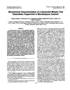 Biochemical Characterization of a Spearmint Mutant That ... - NCBI