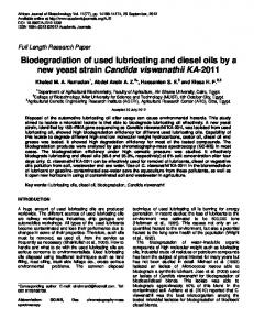 Biodegradation of lubricant oil - Academic Journals