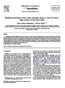 Biodiesel production from crude Jatropha curcas L. seed ... - CiteSeerX