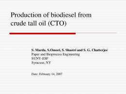 Biodiesel production from crude tall oil