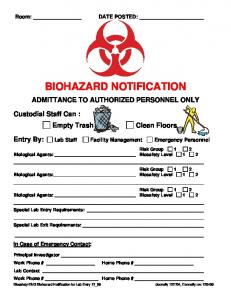 BIOHAZARD NOTIFICATION