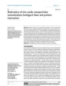 Biokinetics of zinc oxide nanoparticles - Semantic Scholar