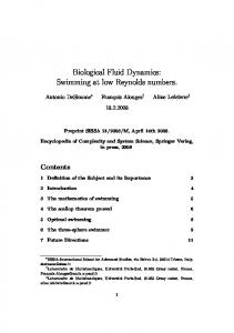 Biological Fluid Dynamics: Swimming at low Reynolds numbers. - CMAP