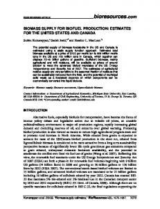 biomass supply for biofuel production: estimates - BioResources