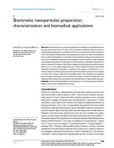 Biomimetic nanoparticles: preparation