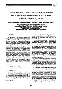 biomonitoring of occupational exposure to heavy ...