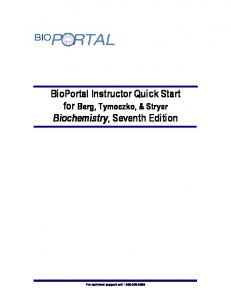 BioPortal Instructor Quick Start Biochemistry, Seventh Edition