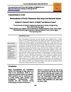 Bioremediation of Textile Wastewater Dyes using Local Bacterial ...