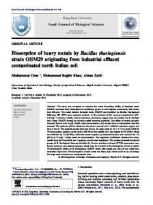 Biosorption of heavy metals by Bacillus thuringiensis ...