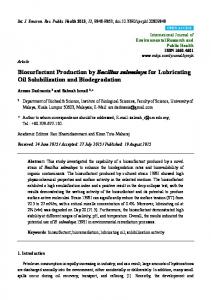 Biosurfactant Production by Bacillus salmalaya for Lubricating Oil