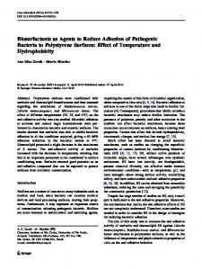 Biosurfactants as Agents to Reduce Adhesion of Pathogenic Bacteria ...