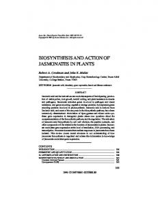 BIOSYNTHESIS AND ACTION OF JASMONATES IN PLANTS