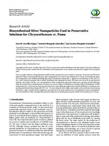 Biosynthesized Silver Nanoparticles Used in Preservative Solutions ...