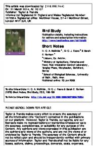 Bird Study Short Notes