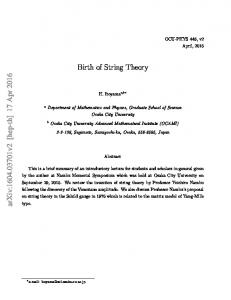 Birth of String Theory