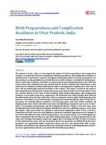 Birth Preparedness and Complication Readiness in Uttar Pradesh, India