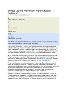 Blended Learning Analytics and Higher Education ...