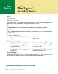 Blending and Decoding Words