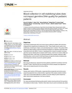 Blood collection in cell-stabilizing tubes do not ... - Semantic Scholar