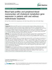 Blood lipid profiles and peripheral blood mononuclear cell cholesterol ...