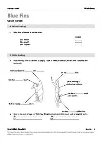 Blue Fins Worksheet - Macmillan Readers