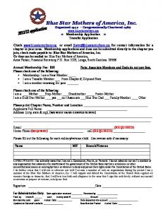 Blue Star Mom Membership Application