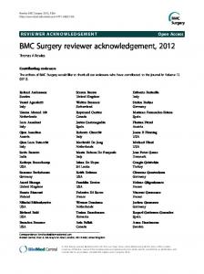 BMC Surgery reviewer acknowledgement, 2012