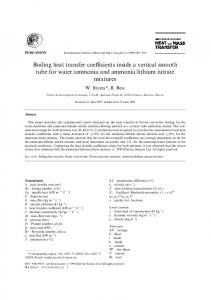 Boiling heat transfer coe.cients inside a vertical