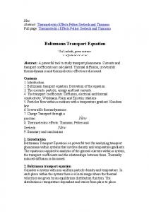 Boltzmann Transport Equation New New