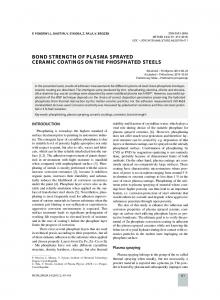 bond strength of plasma sprayed ceramic coatings on the ... - Core