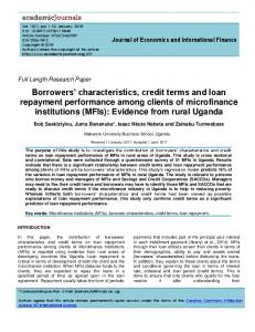 Borrowers' characteristics, credit terms and loan repayment ...