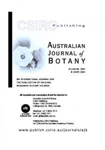 Botany A - CSIRO Publishing