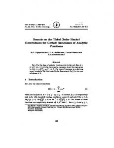 Bounds on the Third Order Hankel Determinant for Certain ... - EMIS