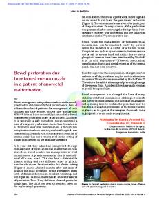 Bowel perforation due to retained enema nozzle in a