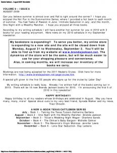 Brenda Jackson - August 2009 Newsletter