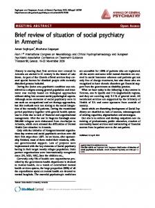 Brief review of situation of social psychiatry in Armenia - Springer Link