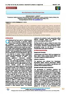 Bryo-Synthesis of Gold Nanoparticles