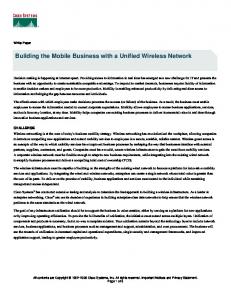 Building the Mobile Business with a Unified Wireless Network - Cisco