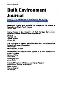 Built Environment Journal (BEJ), UiTM
