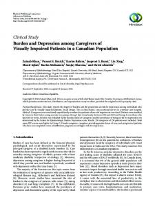 Burden and Depression among Caregivers of Visually Impaired ...