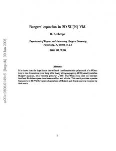 Burgers' equation in 2D SU (N) YM