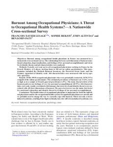 Burnout Among Occupational Physicians - IRIST